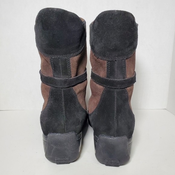 Aquatalia Suede Brown & Black Colorblock Pattern Riding Boots - Picture 4 of 9